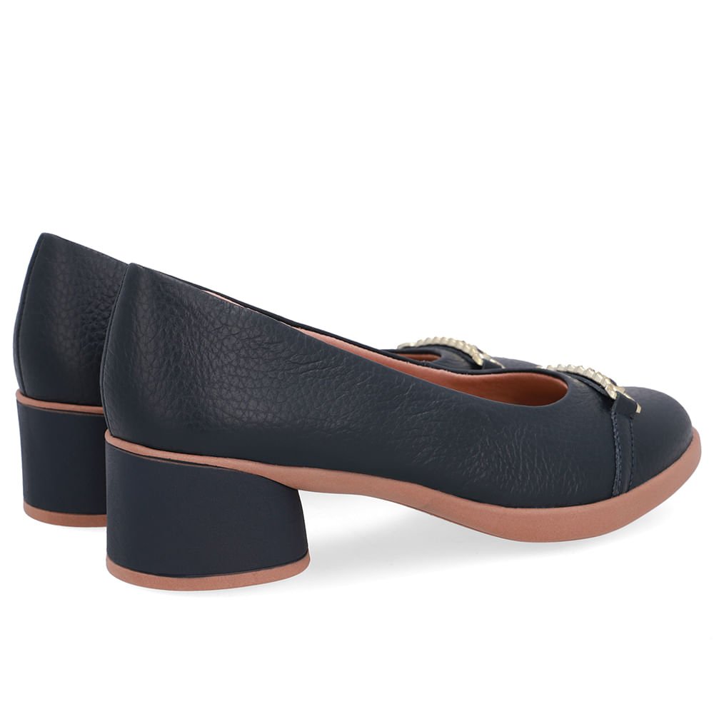 Scarpin Azul Couro Enfeite Azul 3