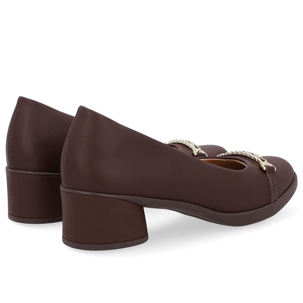 Scarpin Marrom Couro Enfeite Marrom 3