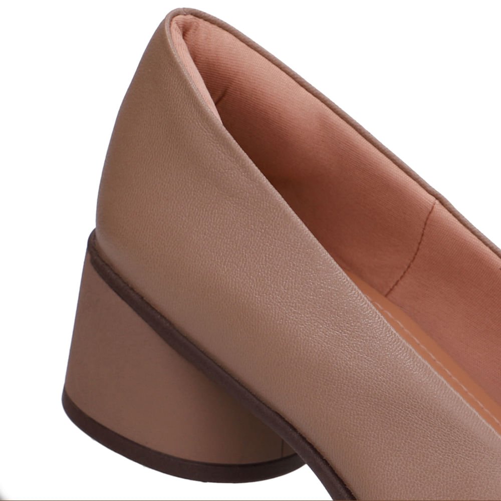 Loafer Liso Marrom Couro Salto Bloco Marrom 4