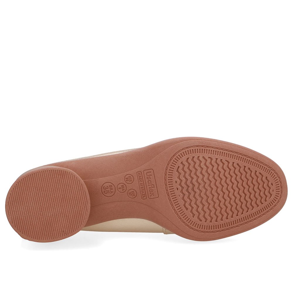 Loafer Liso Dourado Couro Salto Bloco Dourado 5