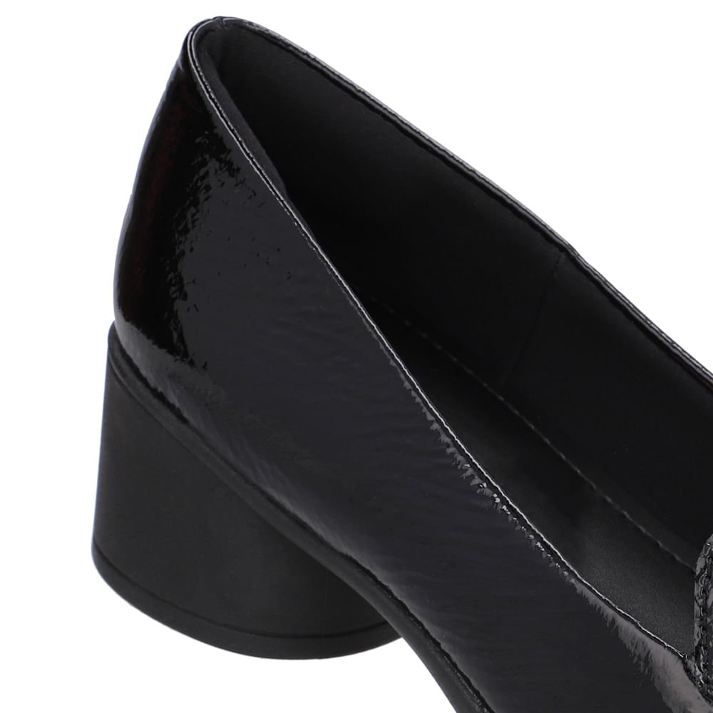 Loafer Liso Preto Verniz Salto Bloco Preto Verniz 4