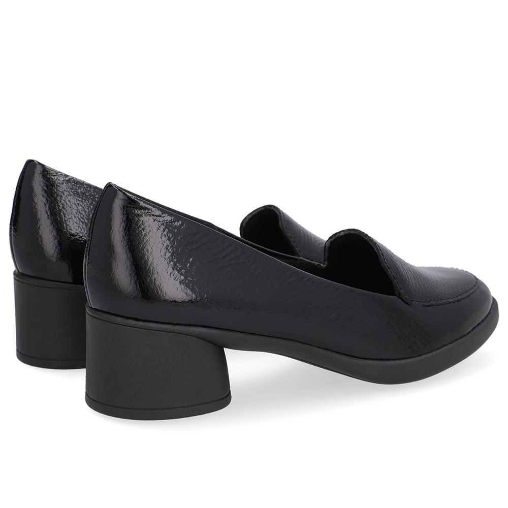 Loafer Liso Preto Verniz Salto Bloco Preto Verniz 3