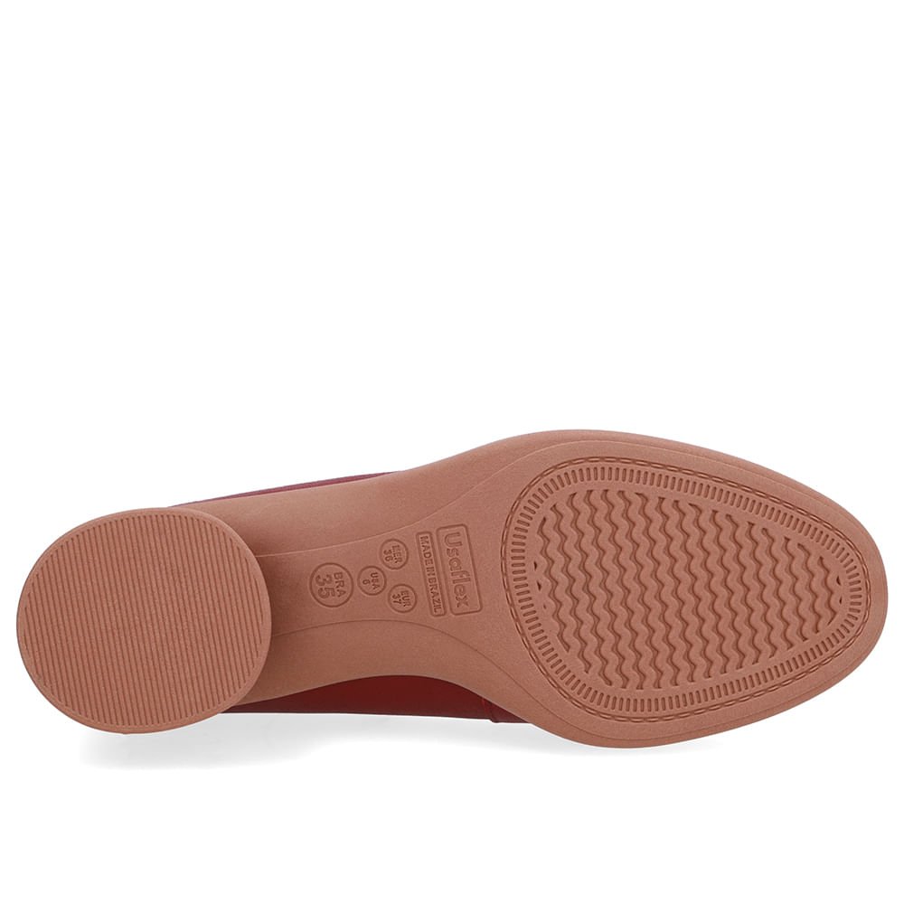Loafer Liso Vermelho Couro Salto Bloco Vermelho 5