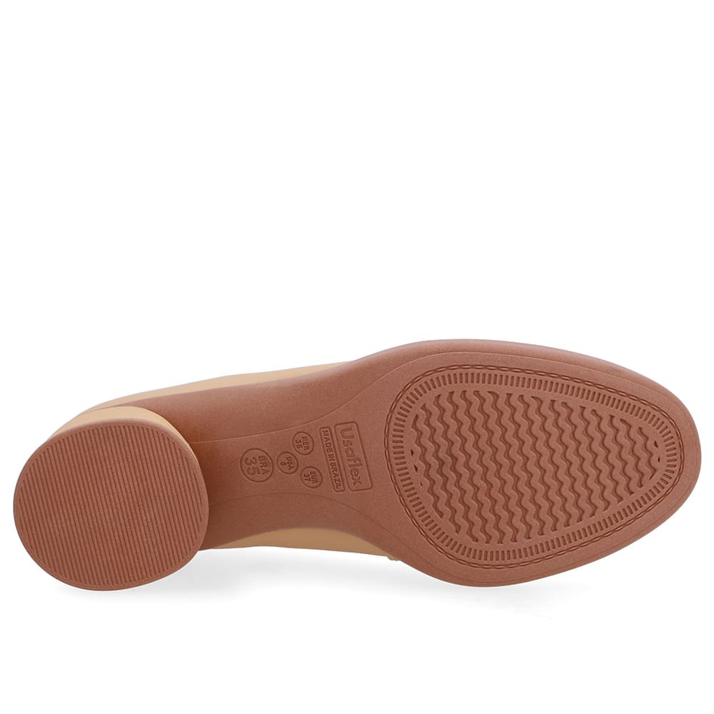 Scarpin Bege Creme Couro Salto Bloco Creme 5