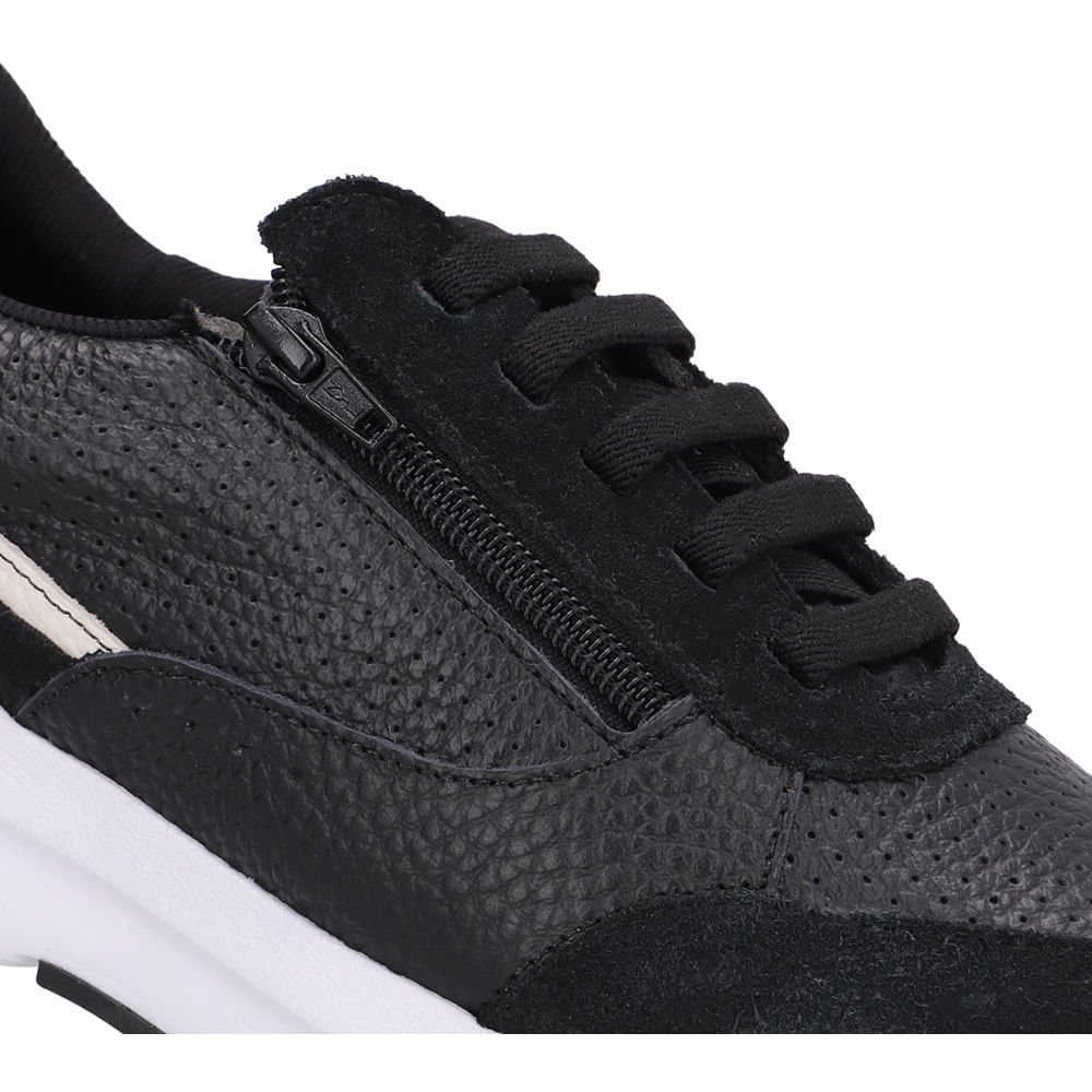 Tênis Couro Preto Zíper Lateral Preto 4