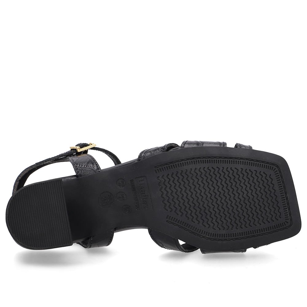 Sandália Couro Croco Preta Bico Quadrado Preto 5