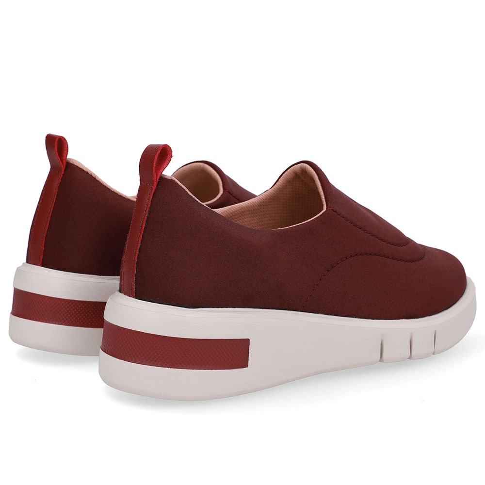 Tênis Tecido Vermelho Costura Enfeite Vinho 3