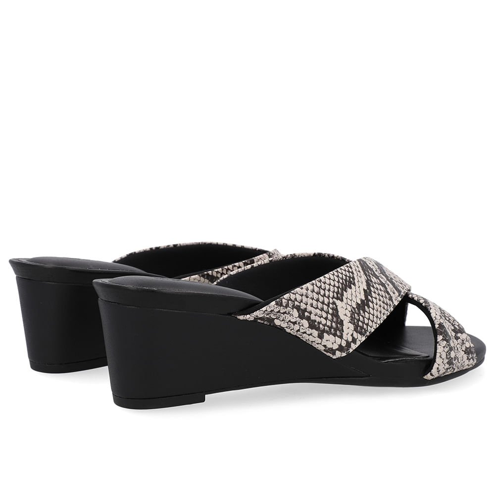 Tamanco Salto Anabela Couro Cobra Natural Animal Print 3