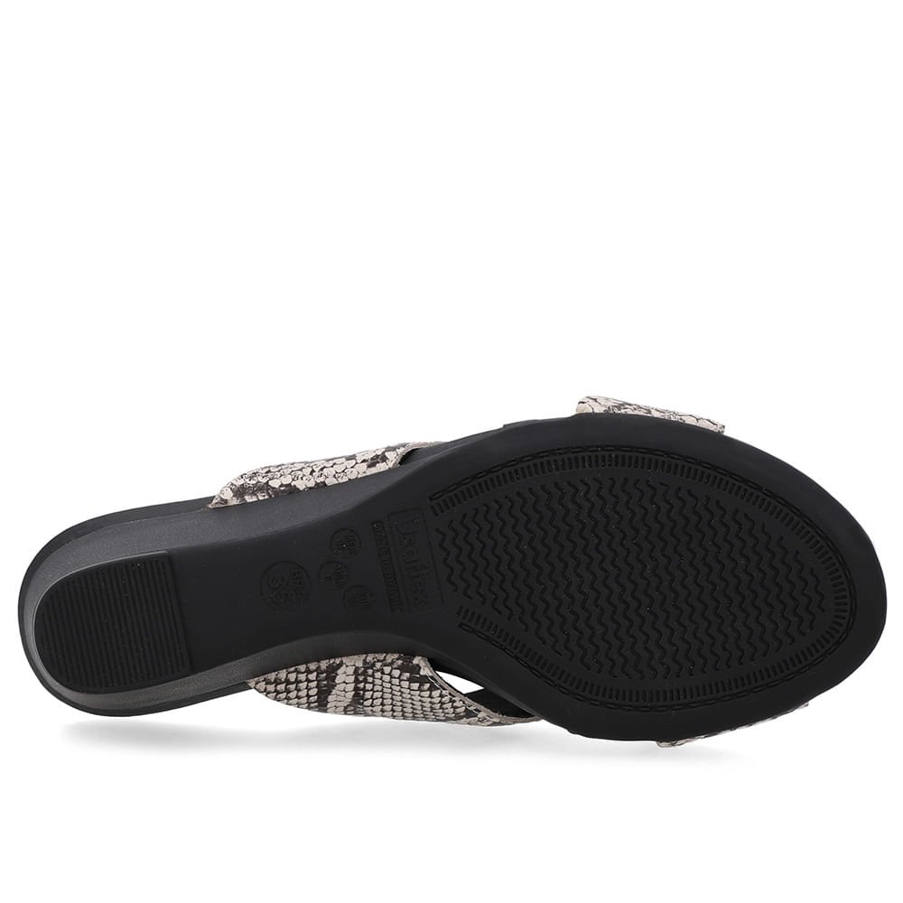 Tamanco Salto Anabela Couro Cobra Natural Animal Print 5