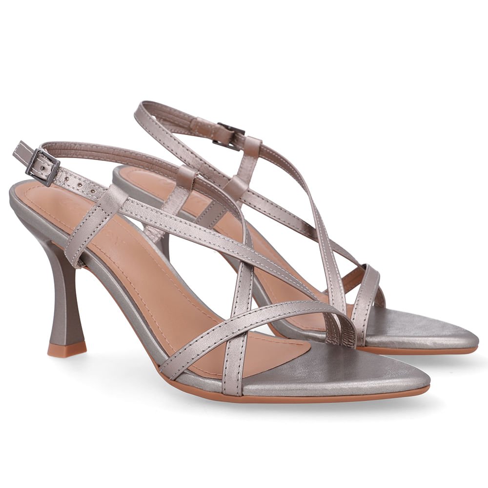 Sandália Tiras Couro Aço Bico Folha Aço 2