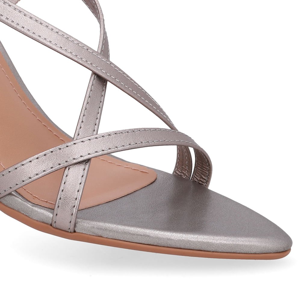 Sandália Tiras Couro Aço Bico Folha Aço 4