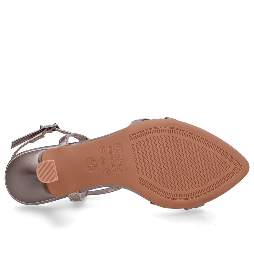 Sandália Tiras Couro Aço Bico Folha Aço 5