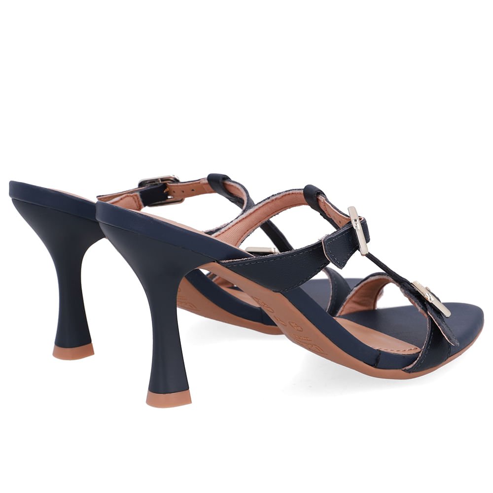 Tamanco Couro Azul Bico Folha Azul 3