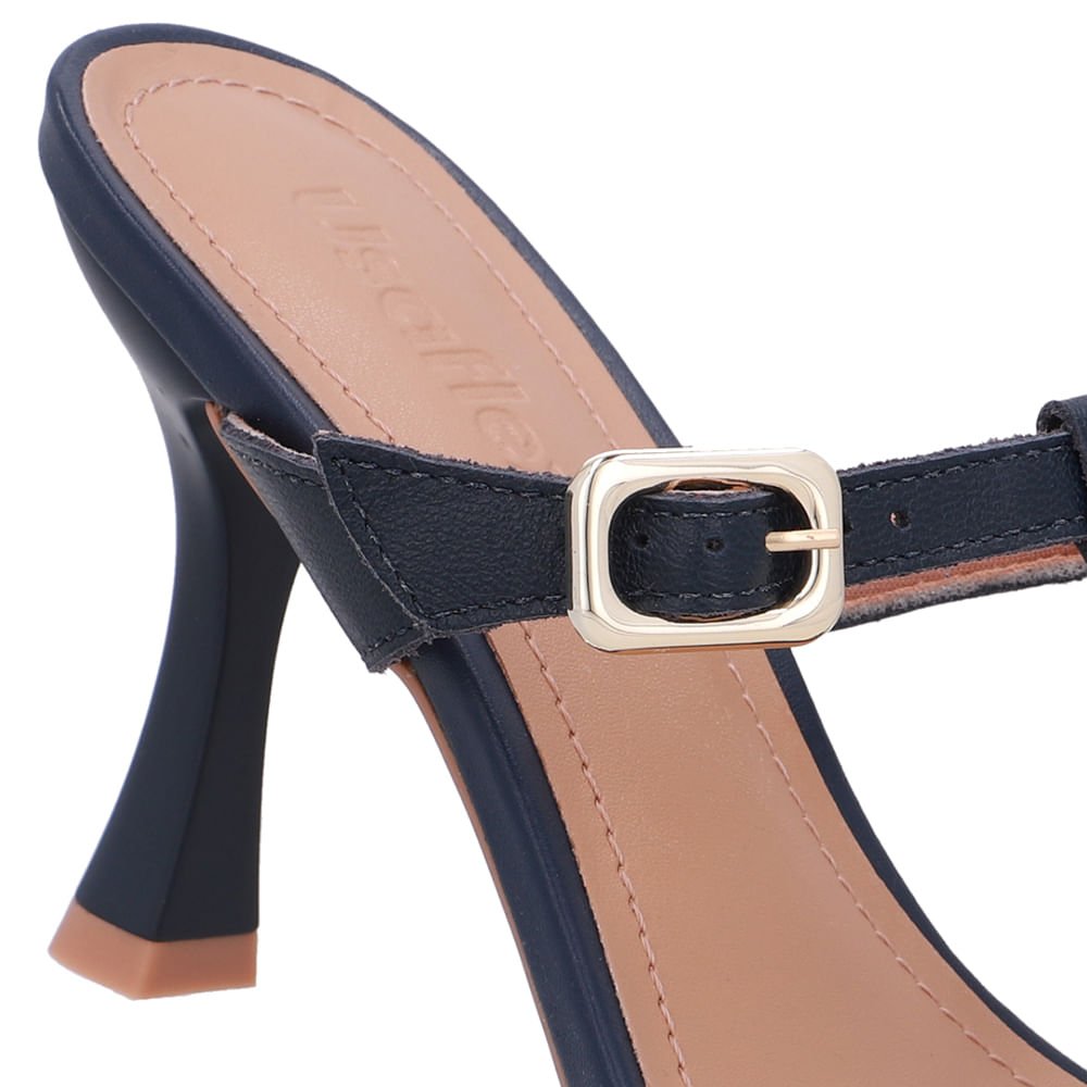 Tamanco Couro Azul Bico Folha Azul 4