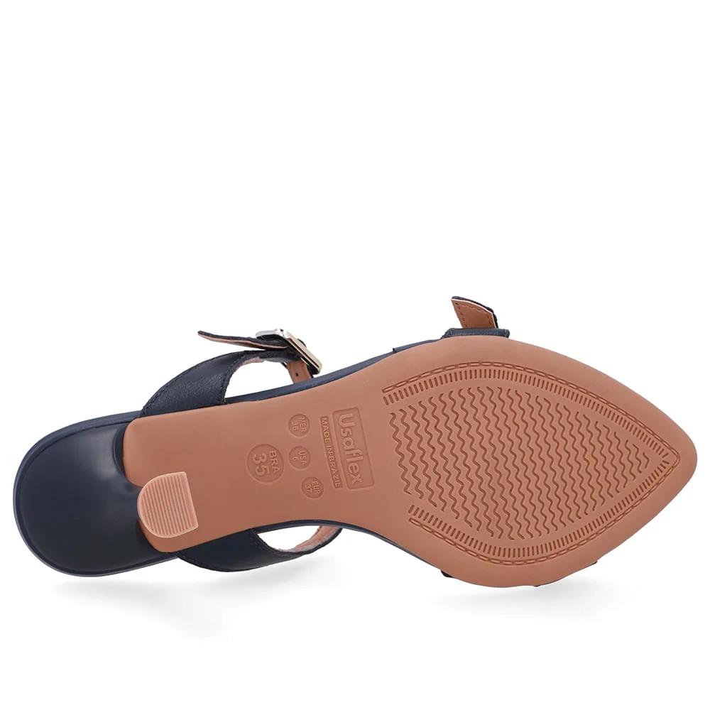 Tamanco Couro Azul Bico Folha Azul 5