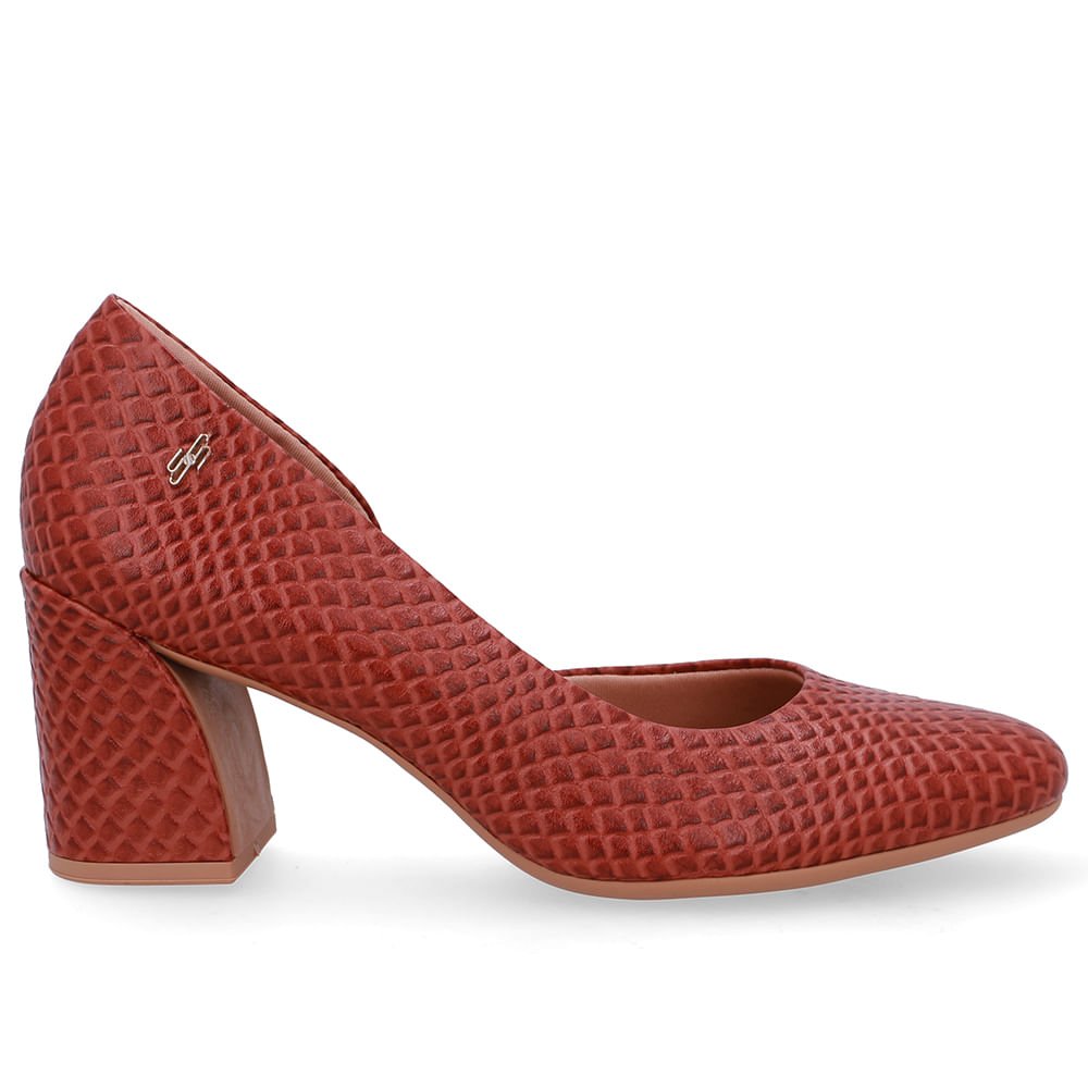 Scarpin Marrom Couro Recorte Lateral