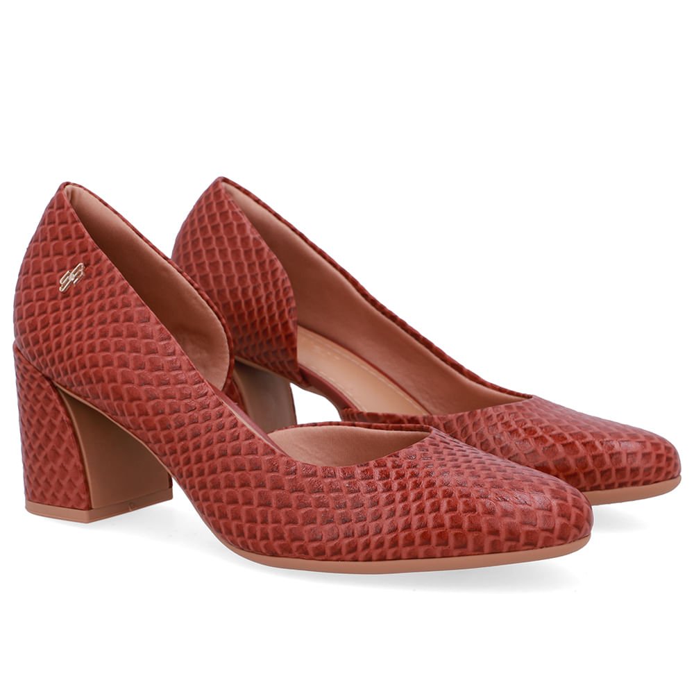 Scarpin Marrom Couro Recorte Lateral Marrom 2