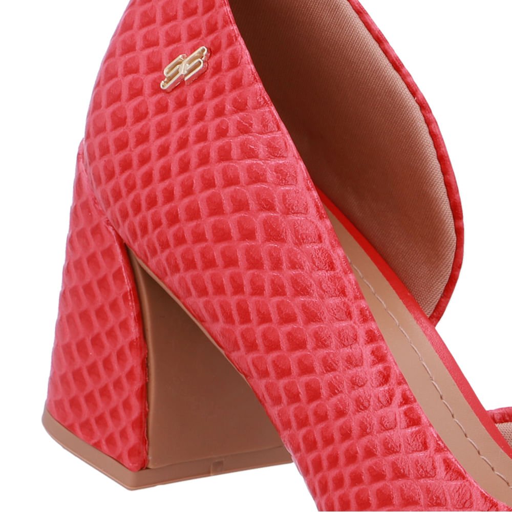 Scarpin Vermelho Couro Recorte Lateral Vermelho 4