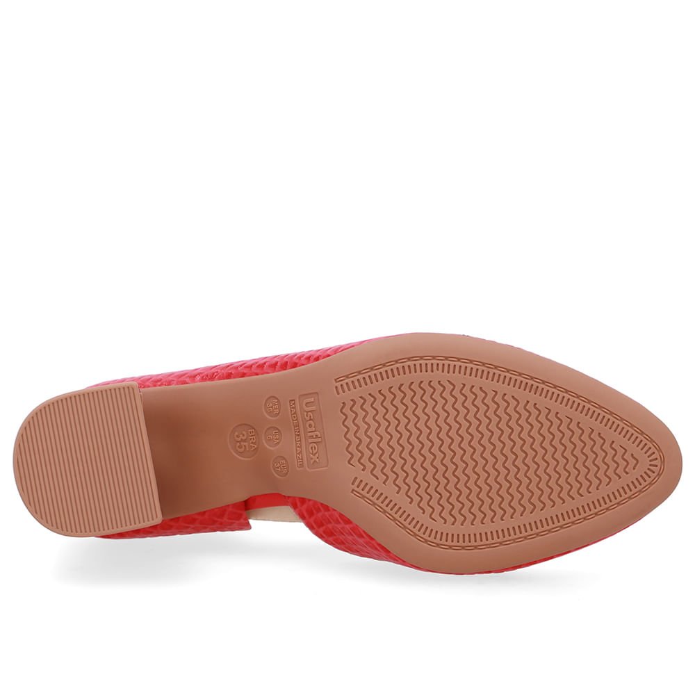 Scarpin Vermelho Couro Recorte Lateral Vermelho 5