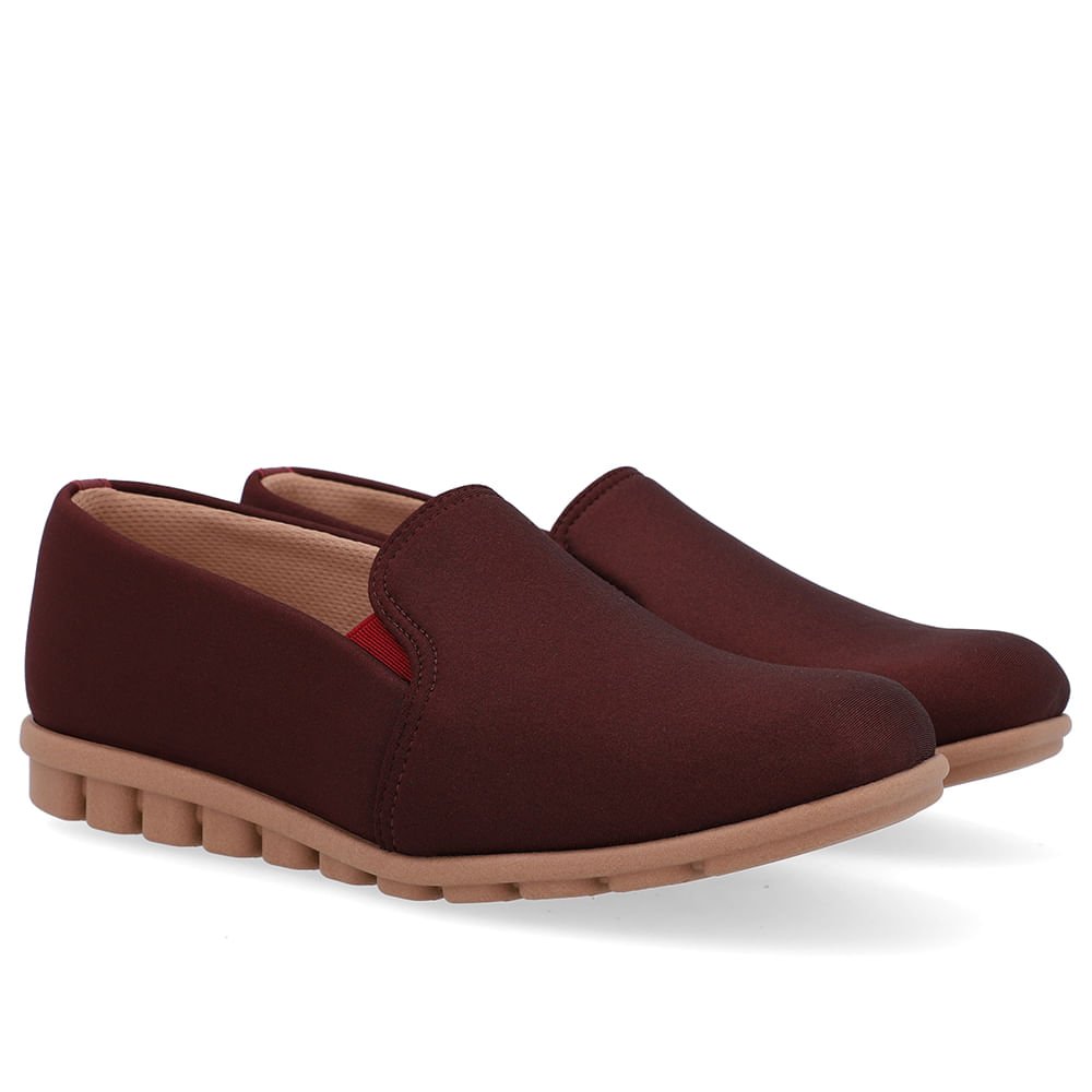 Loafer Vermelho Elastano Básico Vinho 2