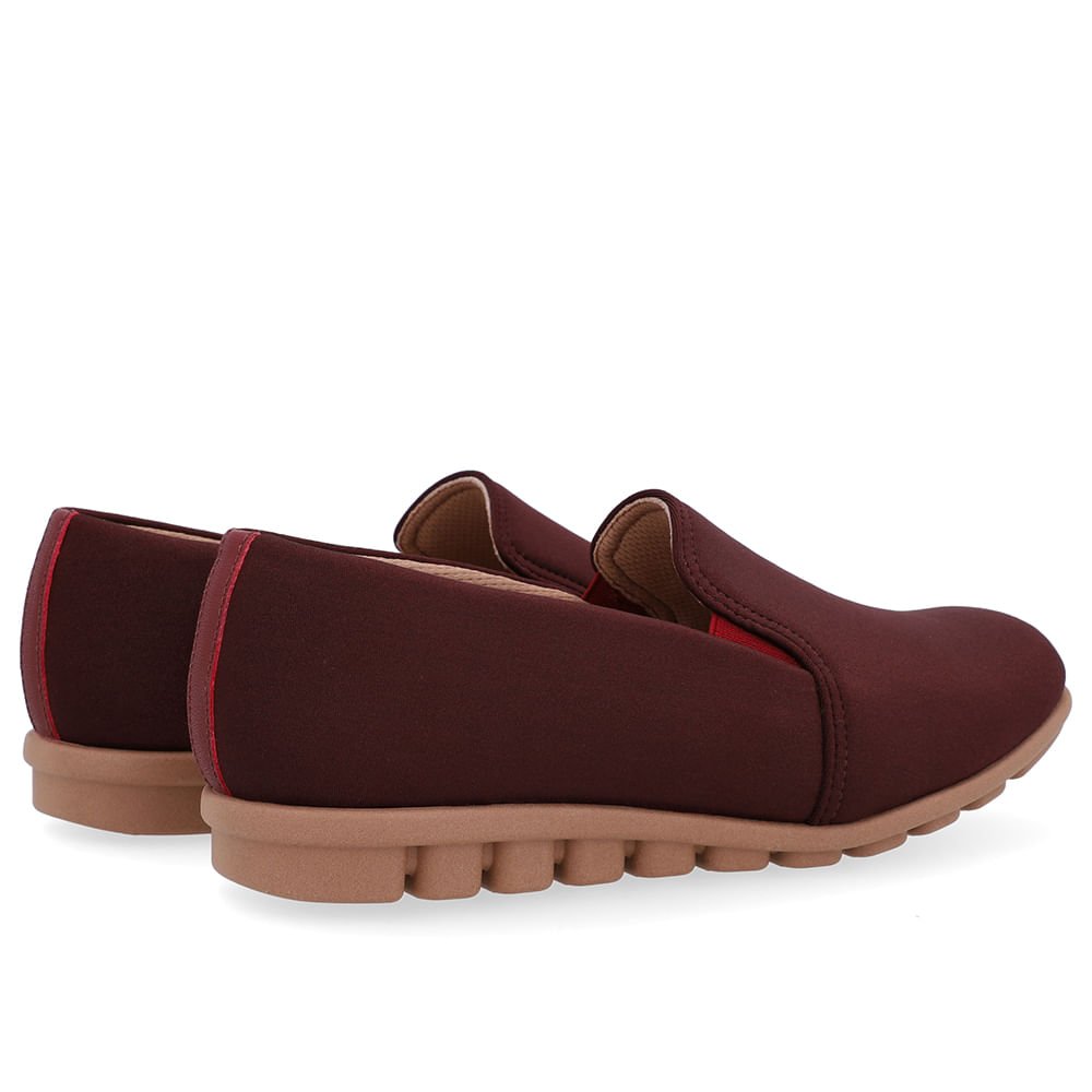 Loafer Vermelho Elastano Básico Vinho 3