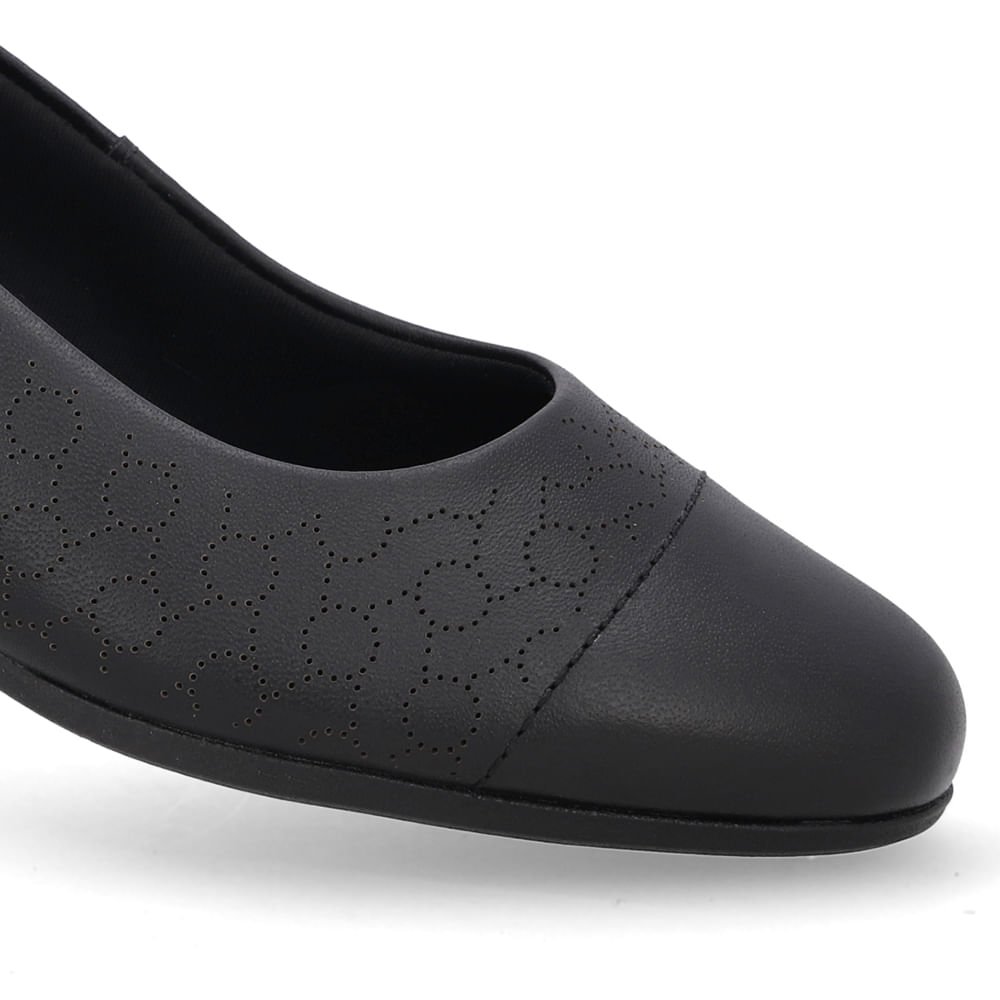 Scarpin Couro Laser Preto Salto Bloco Preto 4
