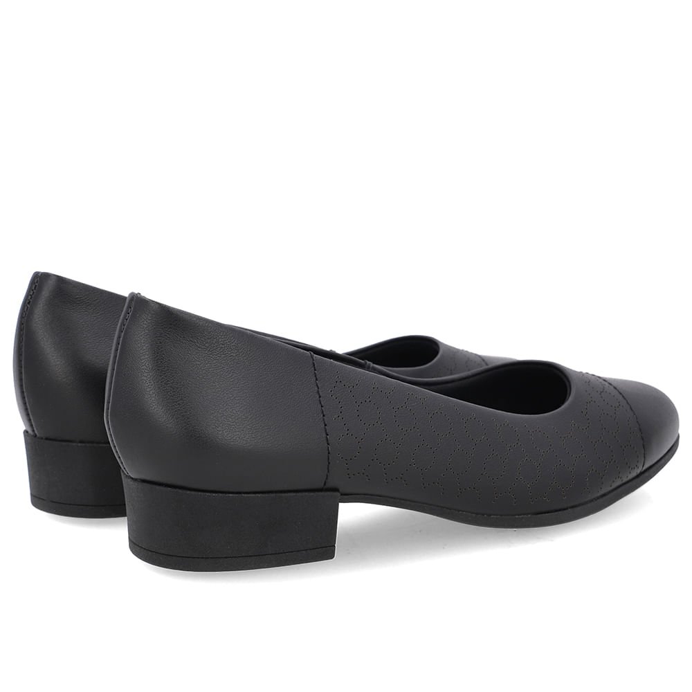 Scarpin Couro Laser Preto Salto Bloco Preto 3