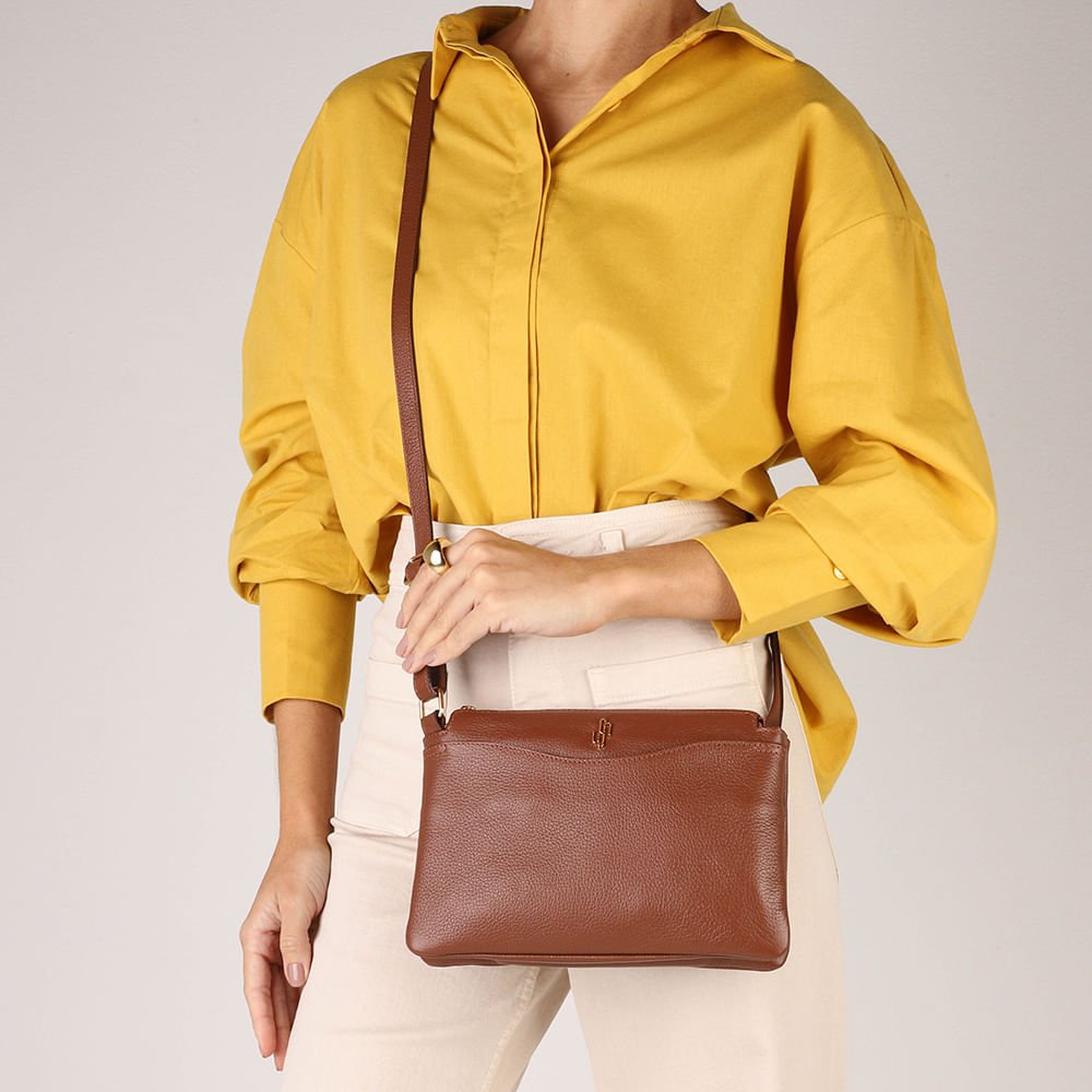 Bolsa Tiracolo Couro Marrom Marrom 4