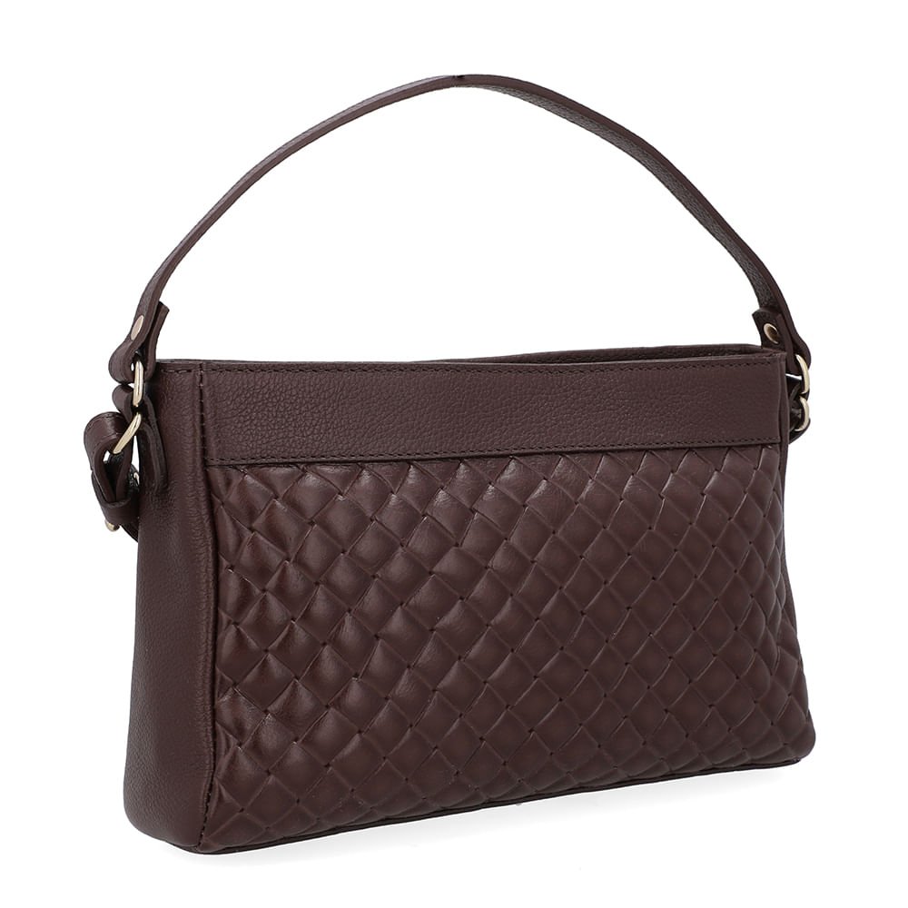 Bolsa Tote Couro Tramado Marrom Marrom 2