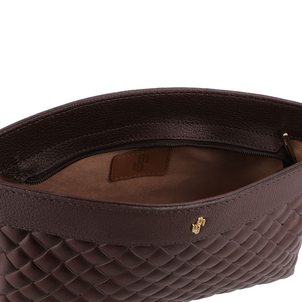 Bolsa Tote Couro Tramado Marrom Marrom 3