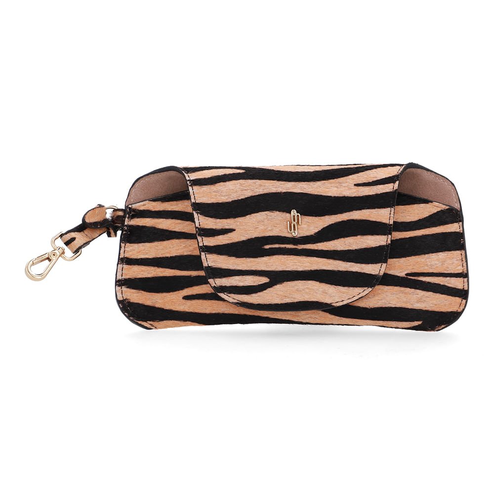 Porta Óculos Couro Pêlo Tigre