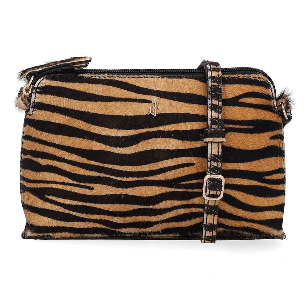 Bolsa Tiracolo Couro Pêlo Tigre