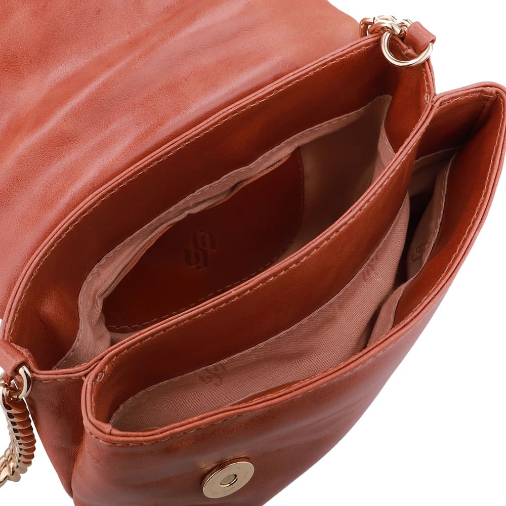 Bolsa Tiracolo Couro Marrom Tachas Marrom 3