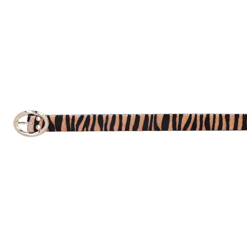 Cinto Couro Pêlo Tigre Marrom/Preto 2