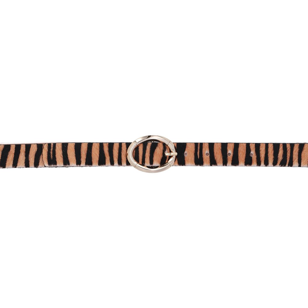Cinto Couro Pêlo Tigre Marrom/Preto 4