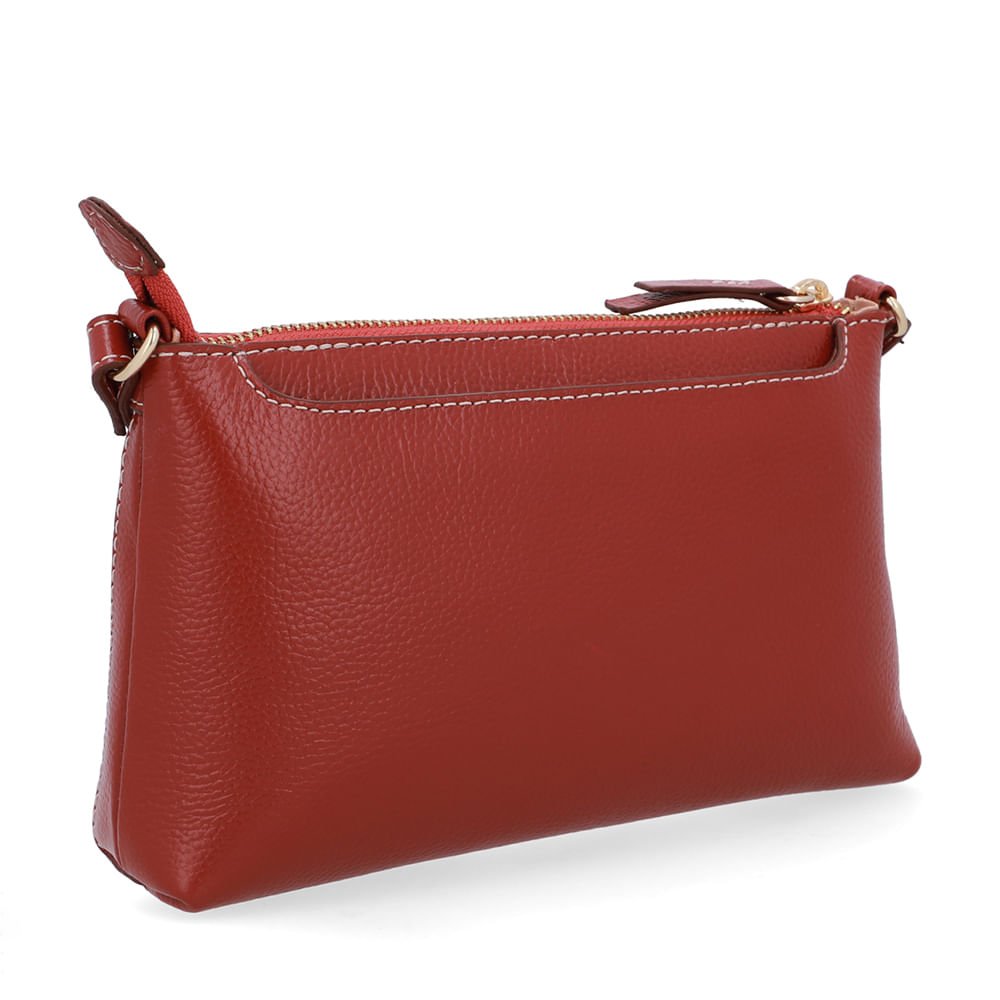 Bolsa Tiracolo Couro Marrom Costura Enfeite Marrom 2