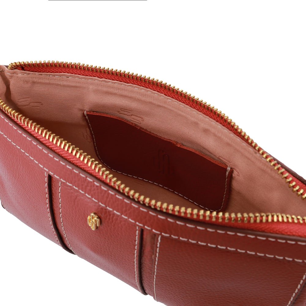 Bolsa Tiracolo Couro Marrom Costura Enfeite Marrom 3