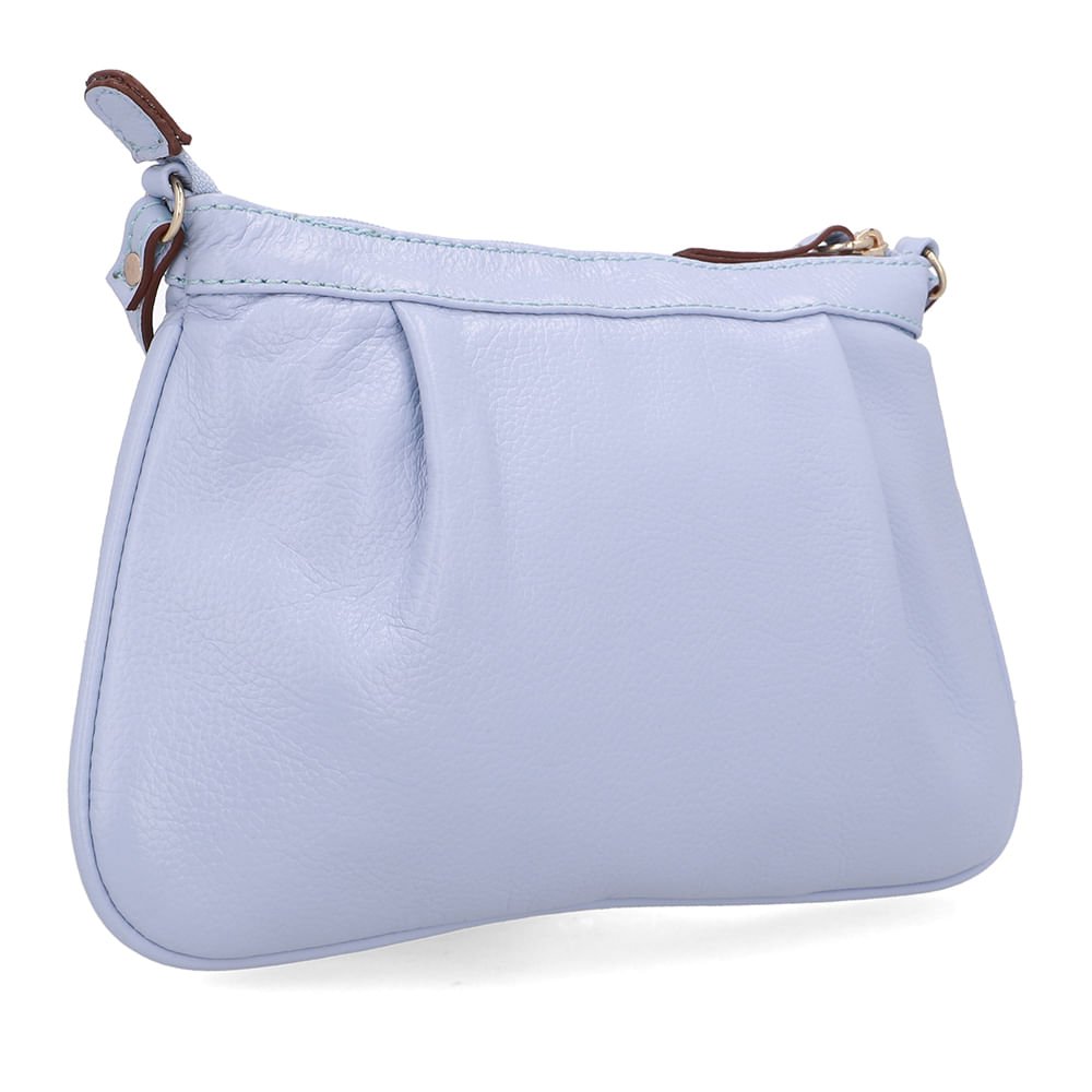 Bolsa Tiracolo Couro Azul Gelo Detalhe Franzido Azul Gelo 2