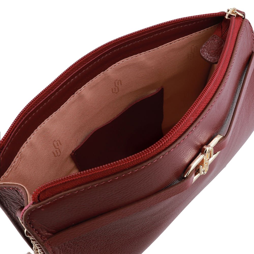 Bolsa Tiracolo Couro Vermelha Vermelho 3