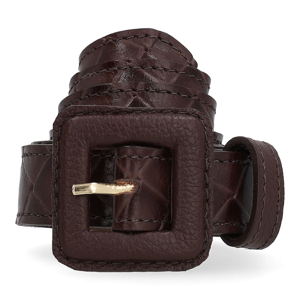 Cinto Couro Tramado Marrom