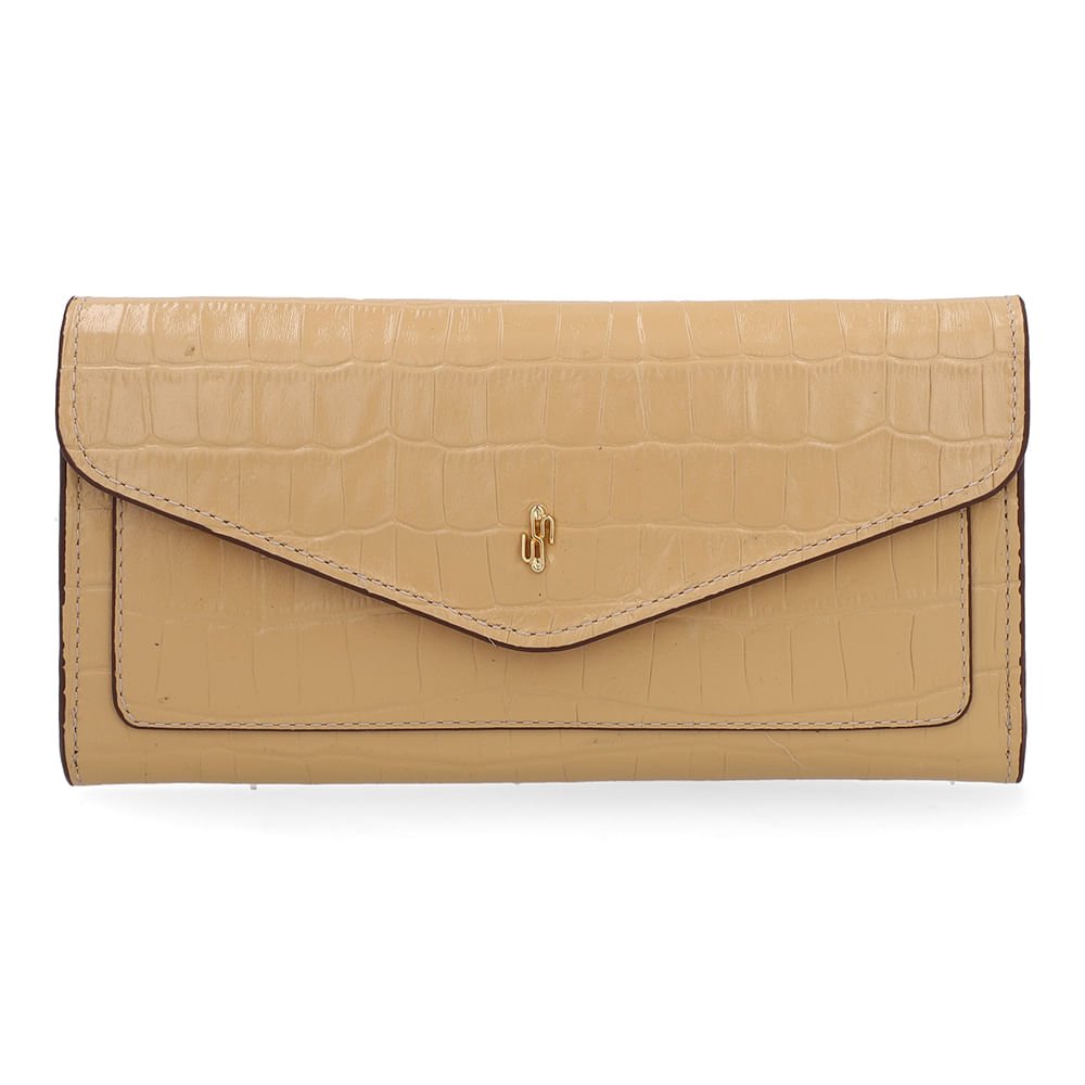 Carteira Couro Croco Creme