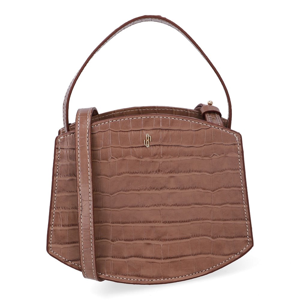 Bolsa Tote Couro Croco Marrom Fendi Casual