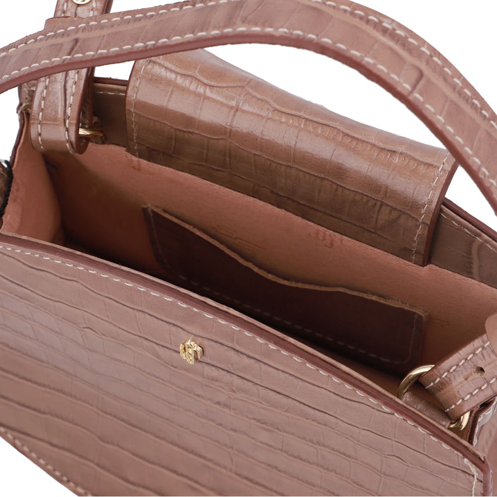 Bolsa Tote Couro Croco Marrom Fendi Casual Marrom 3