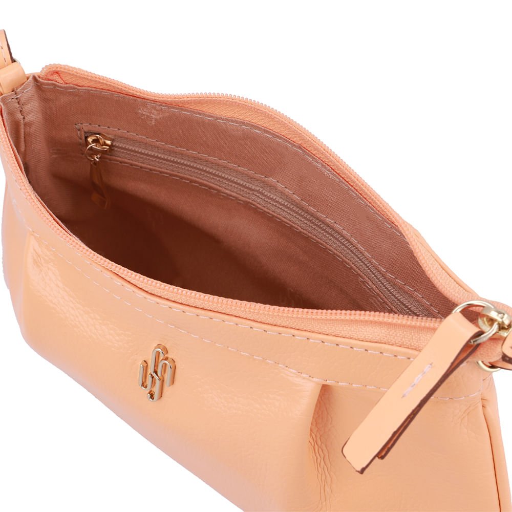 Bolsa Tiracolo Couro Laranja Melão Detalhe Franzido Laranja 3