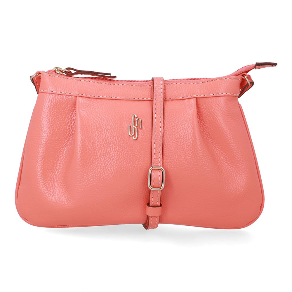 Bolsa Tiracolo Couro Laranja Detalhe Franzido