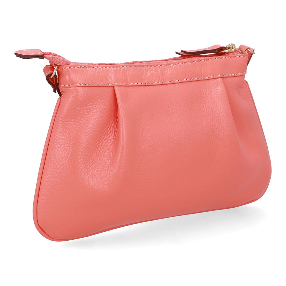 Bolsa Tiracolo Couro Laranja Detalhe Franzido Laranja 2