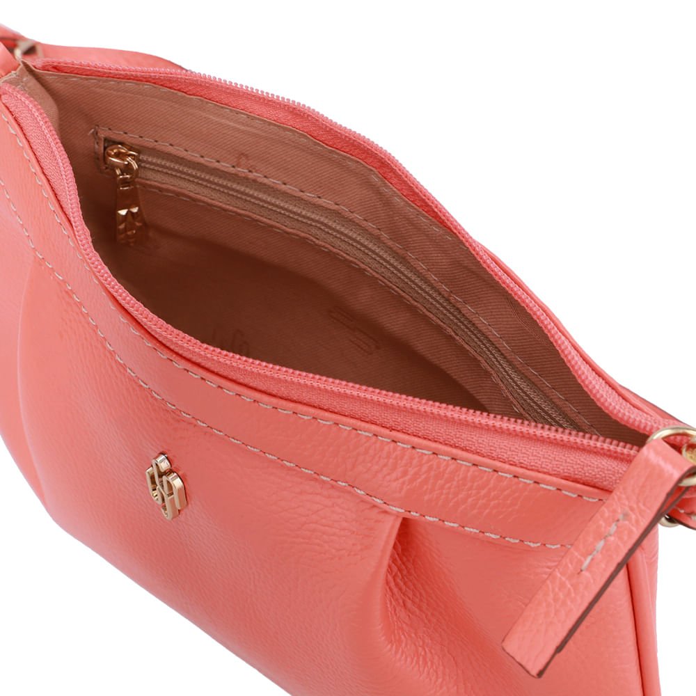 Bolsa Tiracolo Couro Laranja Detalhe Franzido Laranja 3