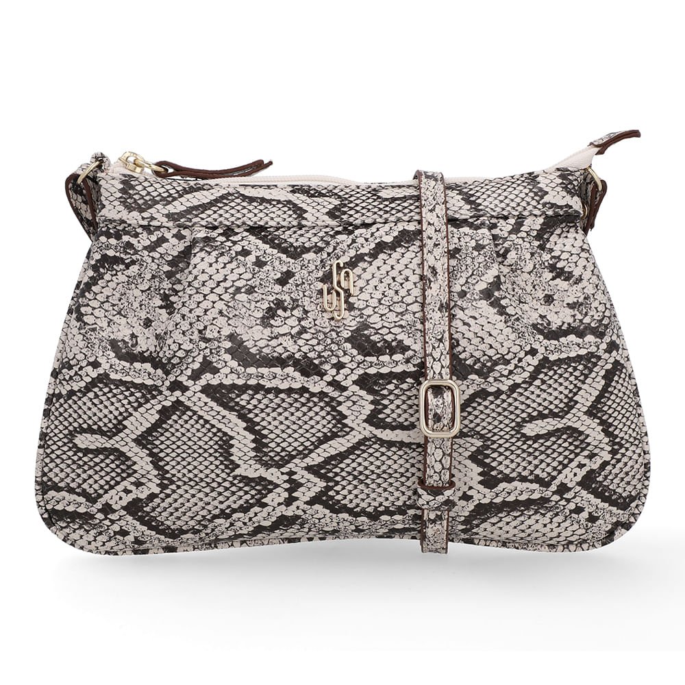 Bolsa Tiracolo Couro Cobra Natural Detalhe Franzido