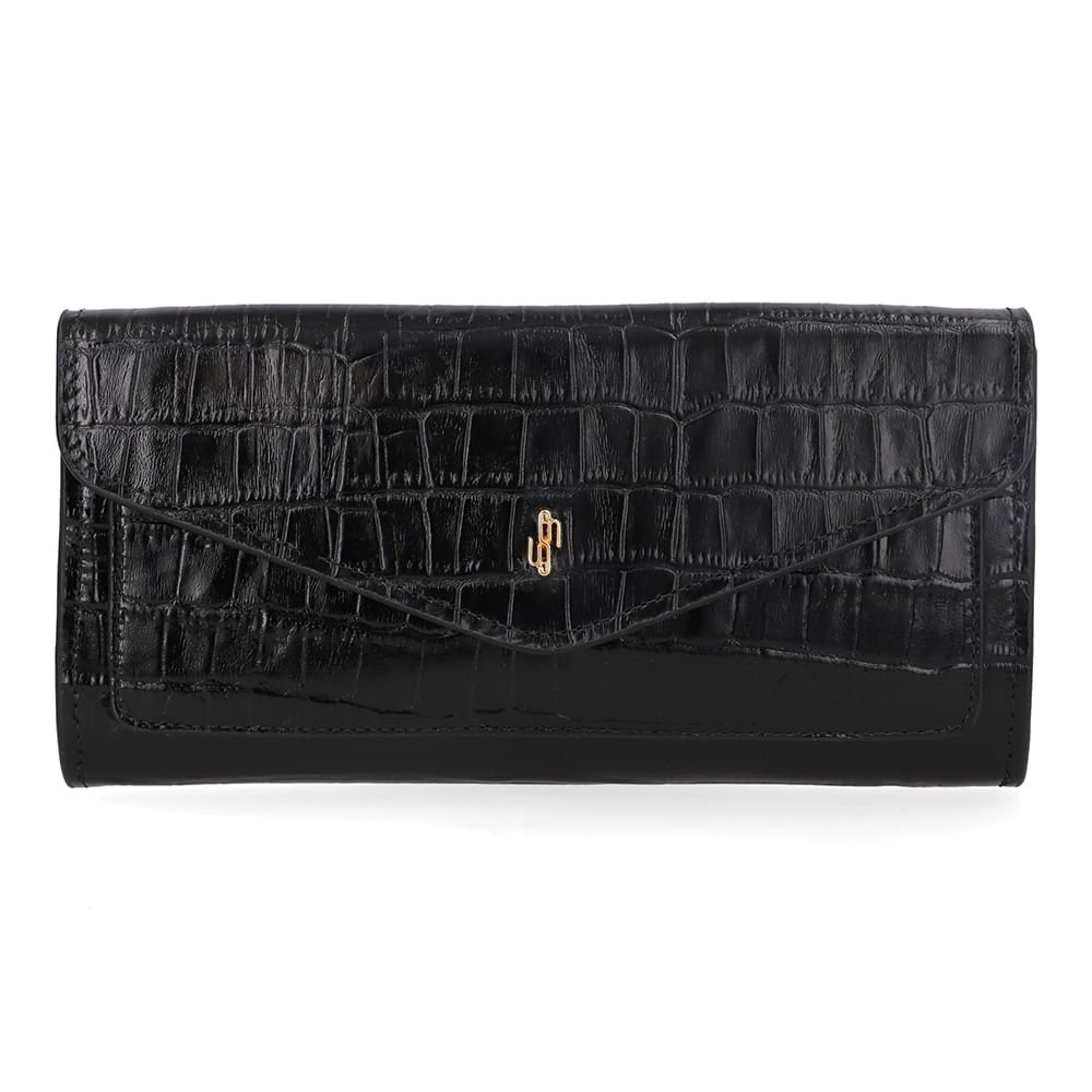 Carteira Couro Croco Preto