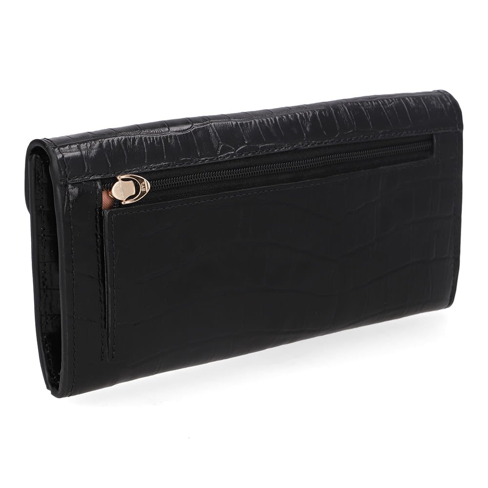 Carteira Couro Croco Preto Preto 2